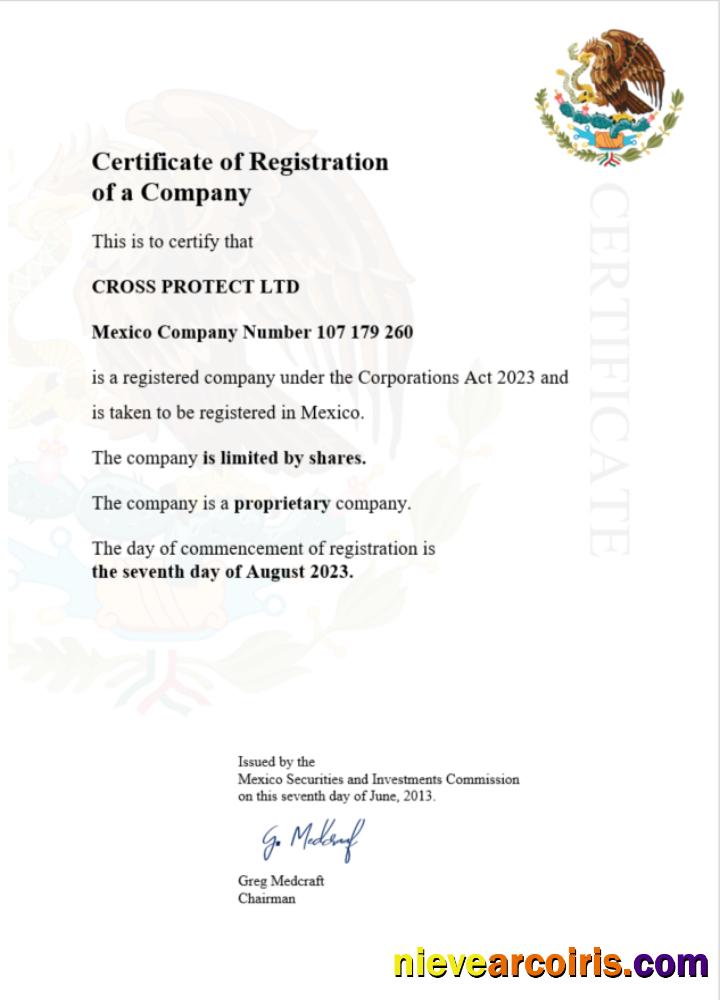 Mexico business registration certificate